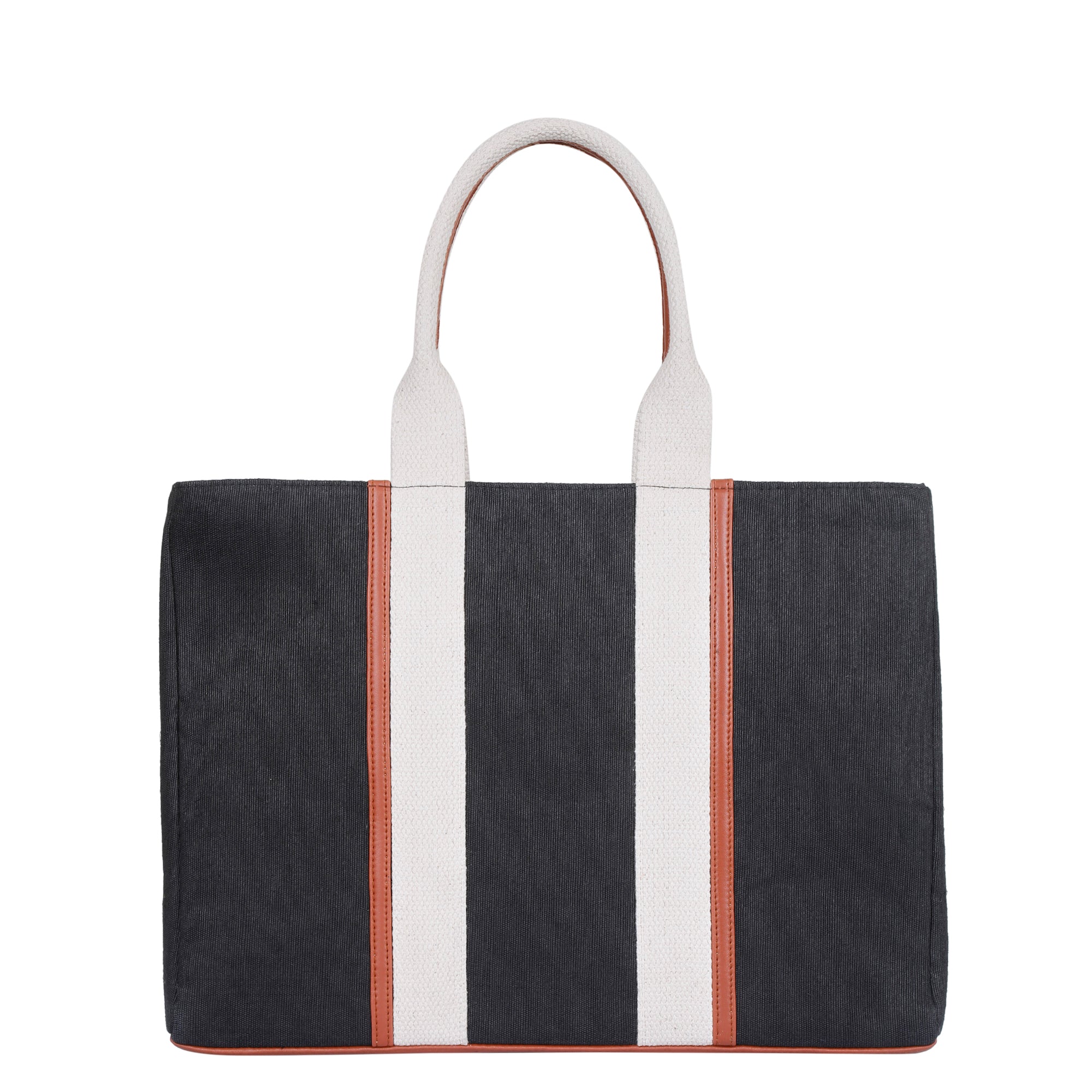 Jucobee Hand Crafted Black Canvas Fabric Handbags with Zipper, Top-Handle Crossbody Tote Bag- Office, Daily Use, Travel, Gifting