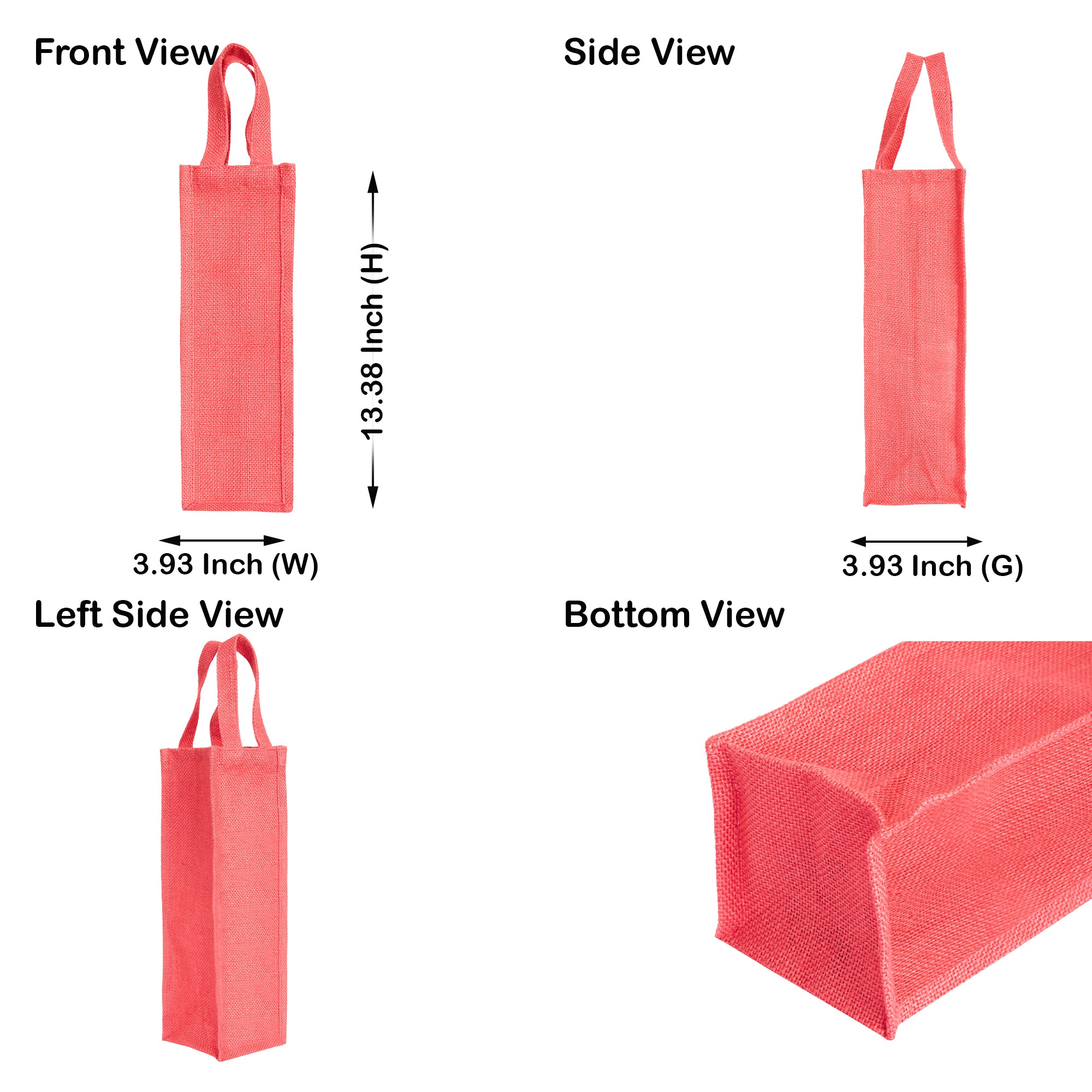 Coloured Jute Wine Gift Bags – Reusable Bottle Bags with Handles, New Year, Christmas Weddings, Parties (Packs of 6)