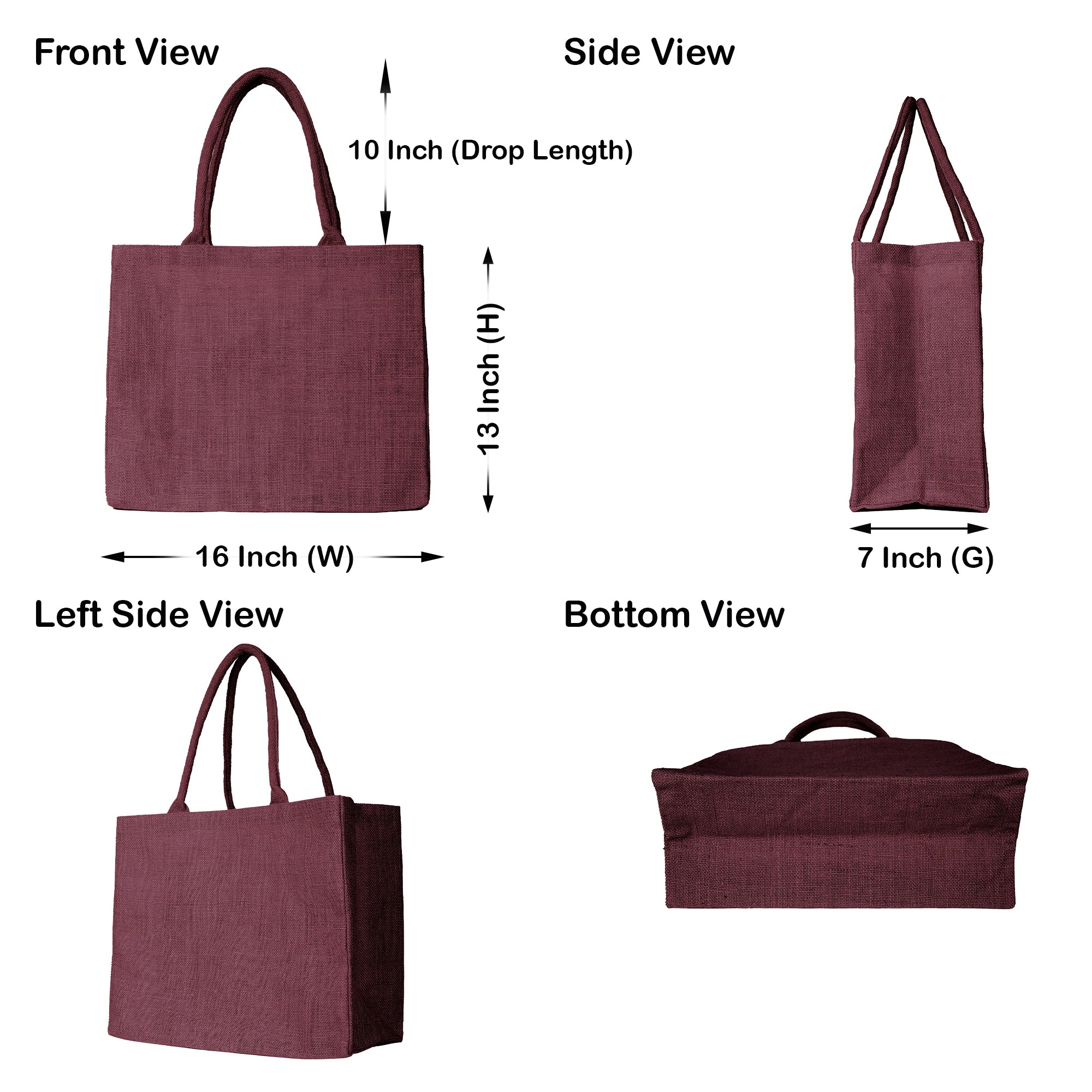 Jute Shopping Bags in Red, Pink, Green & Orange – Reusable Burlap Totes for Gifting, Weddings & More (Packs of 4)