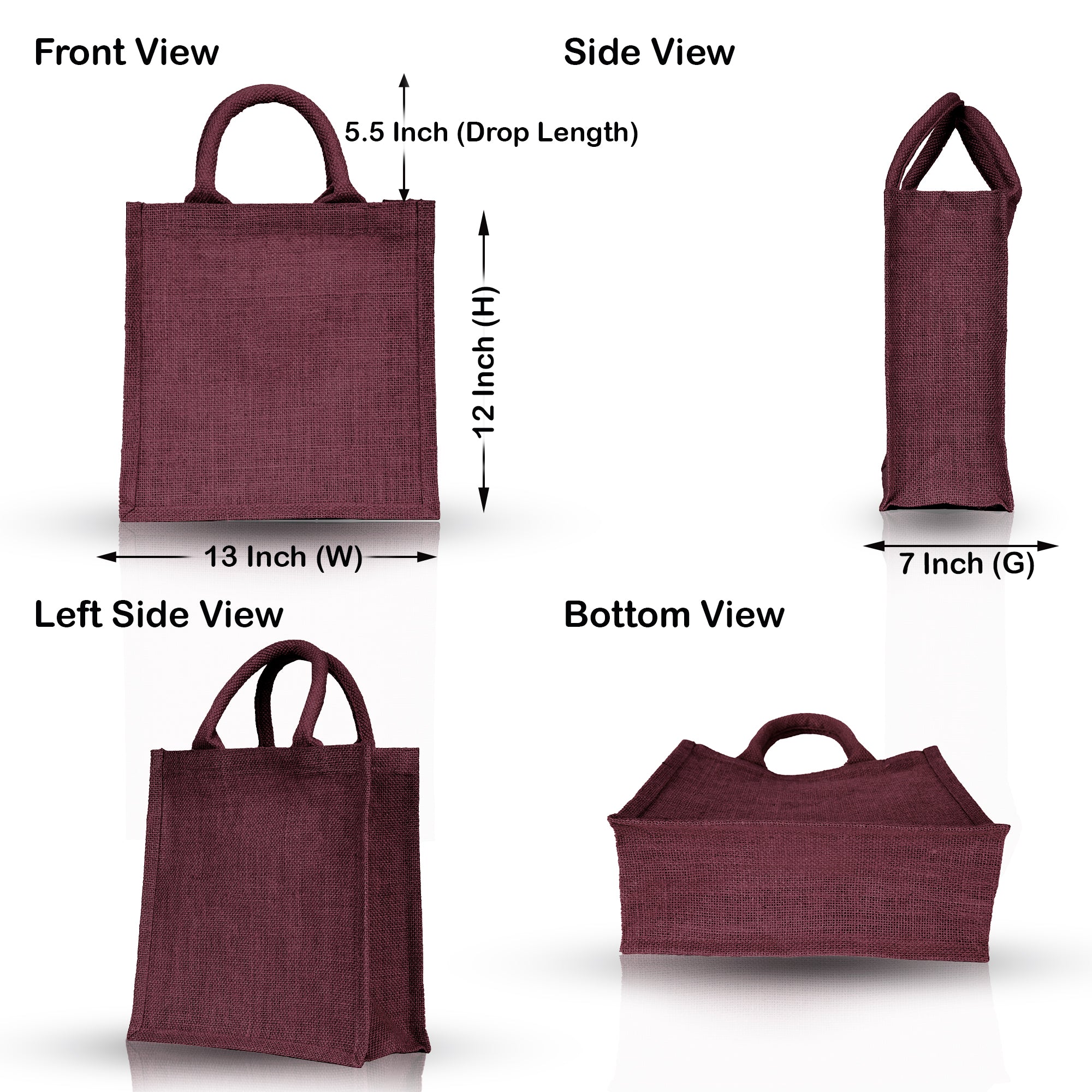 Reusable Jute Bags – Coloured Shopping, Weddings, Beach, DIY, Promotional, Gifting Bag (Set of 4)