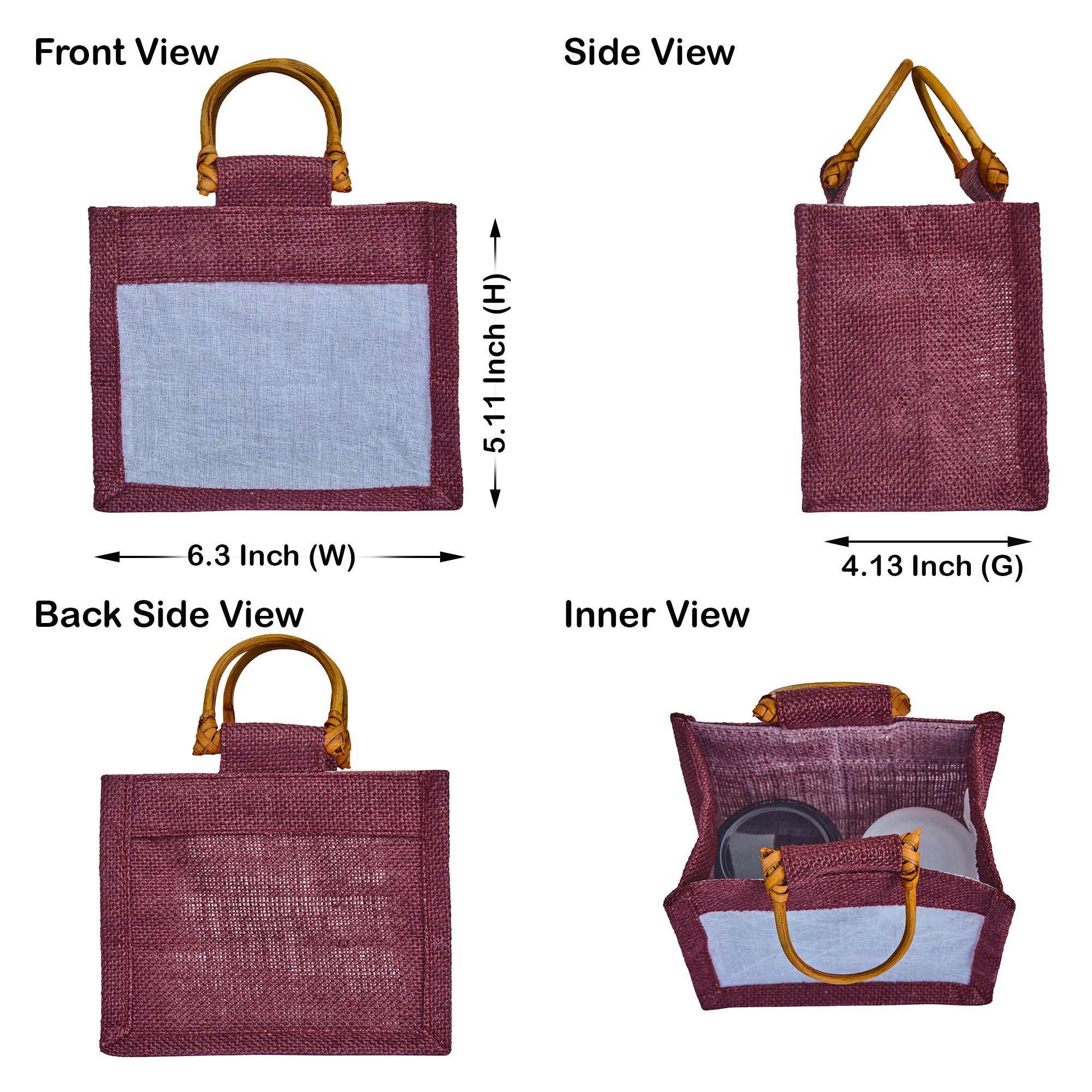 Coloured Jute Gift Bags with Organza Burlap Pouches for Wedding Favors, Party & Gift (Packs of 7 )