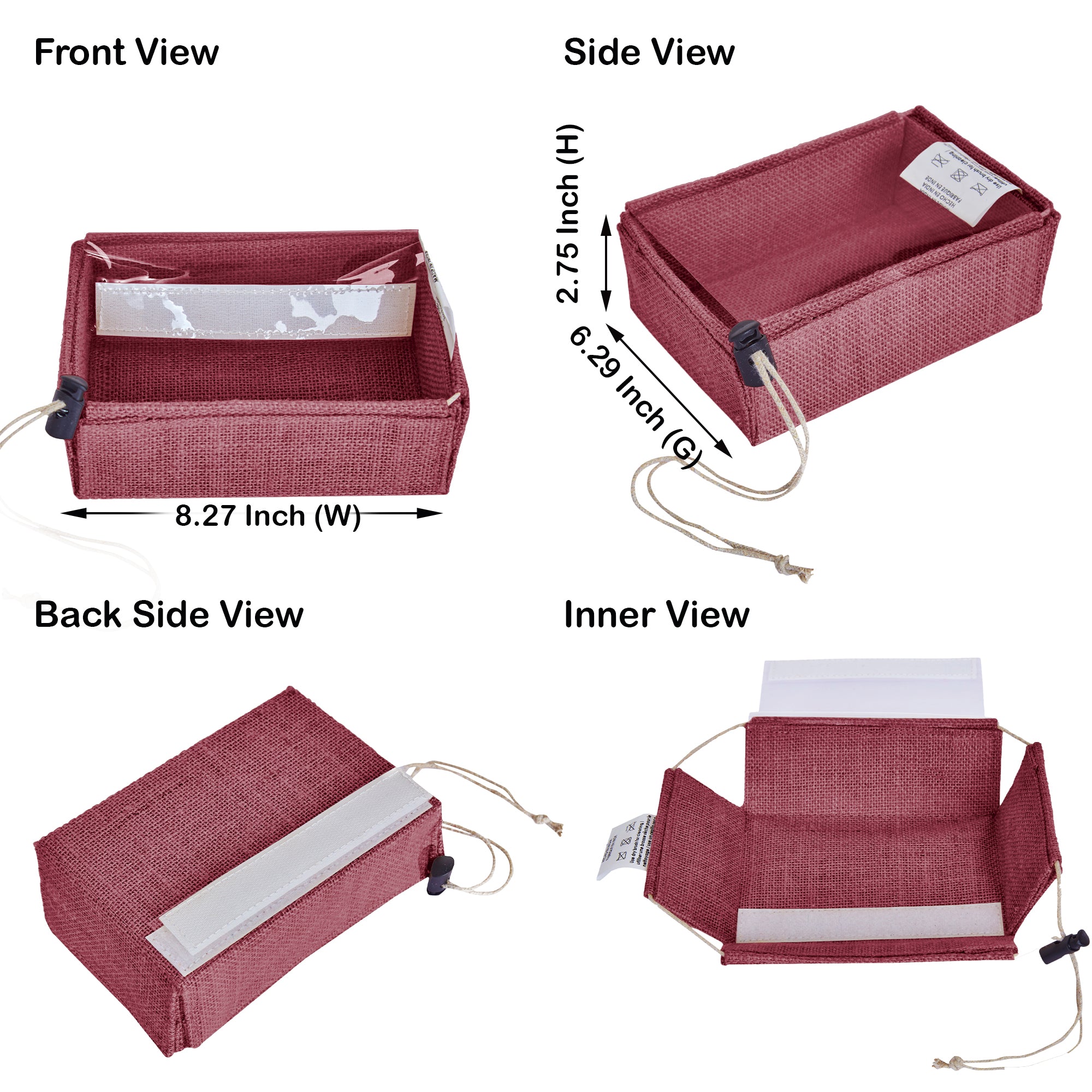 Coloured Juco Gift Boxes with Drawstring & PVC Window –Reusable Baskets for Gifting, Jewellery, Storage & Décor (Packs of 7 )