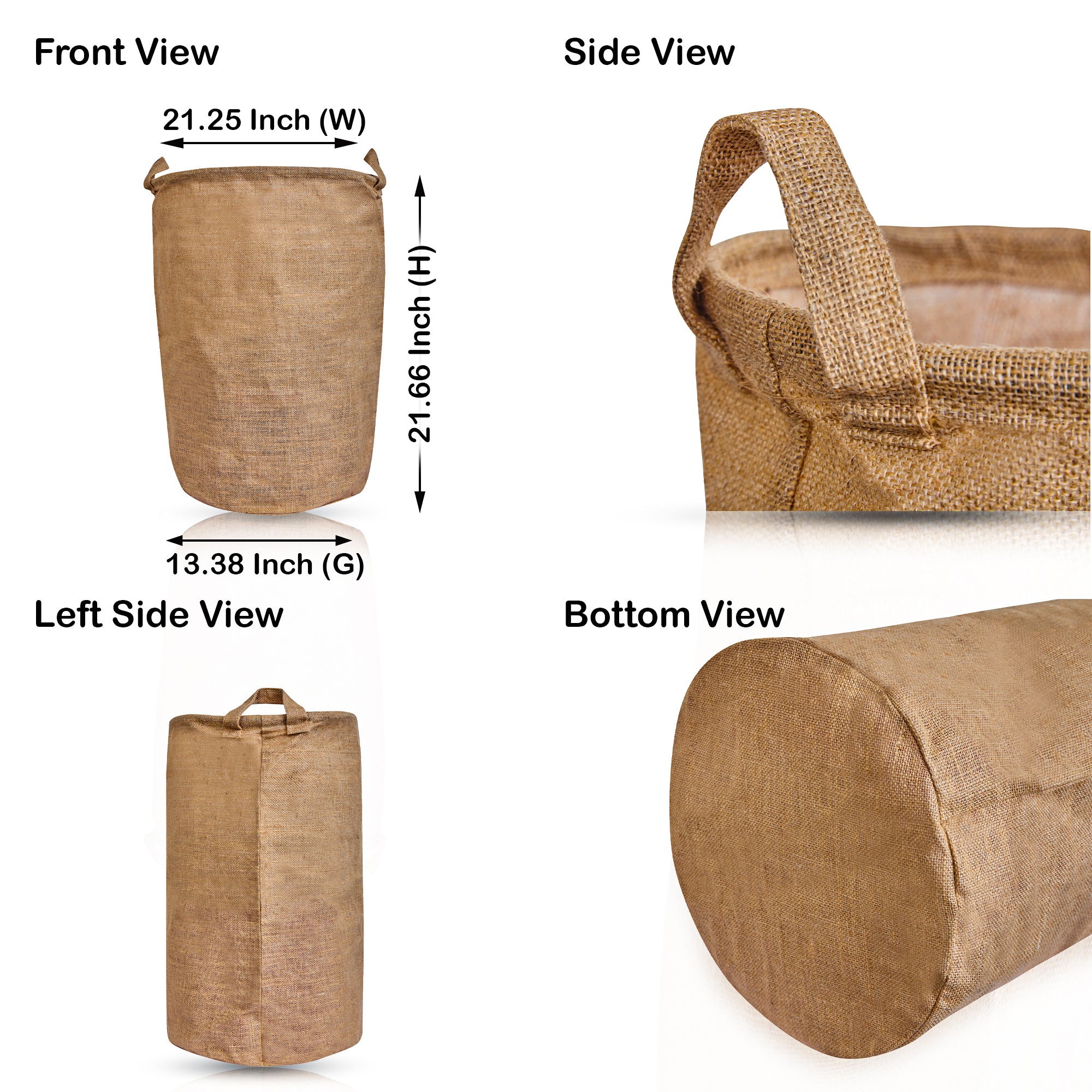 Burlap Jute Storage Baskets – Laundry B Storage Basket with Handles for Living Room, Bedroom – Ideal for Nursery, Toys, Clothes (Packs of 8)