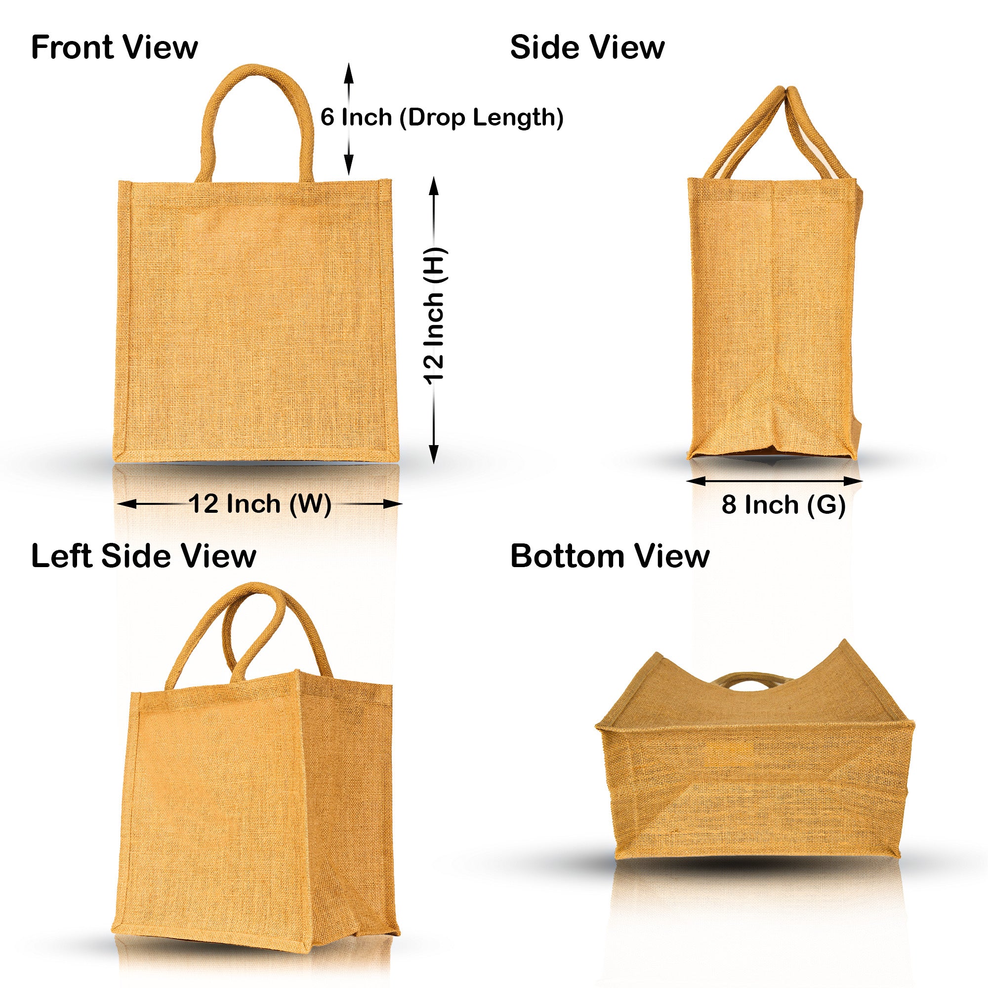 Unisex Jute Tote Bag, Reusable Shopping Bags, Wedding, Gift, Bulk Kitchen Reusable Grocery Bags (Packs of 12)