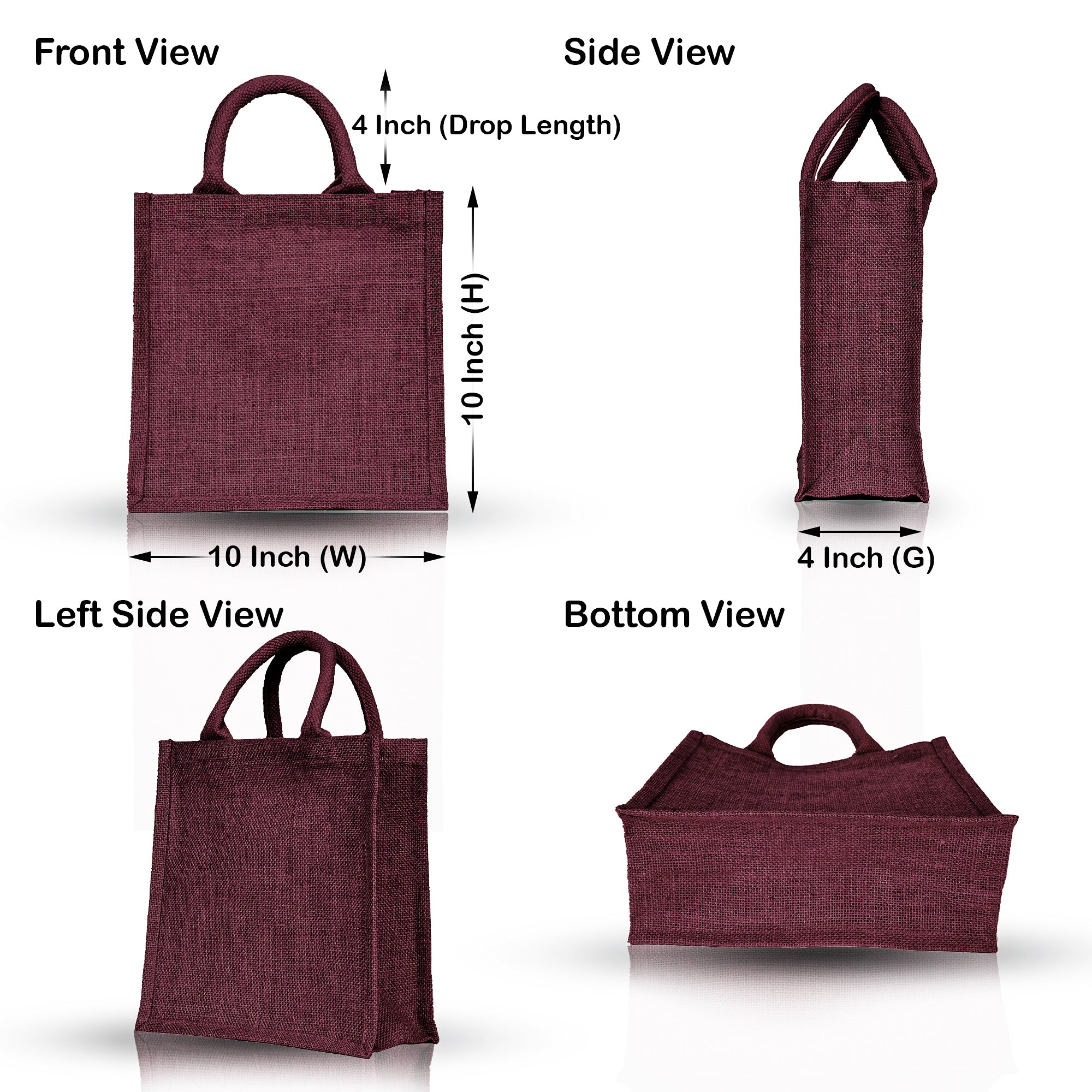 Eco-Friendly Jute Bags – Reusable Burlap Totes for Beach, Grocery, Gifts, Party Favors & Daily Use (Packs of 4)