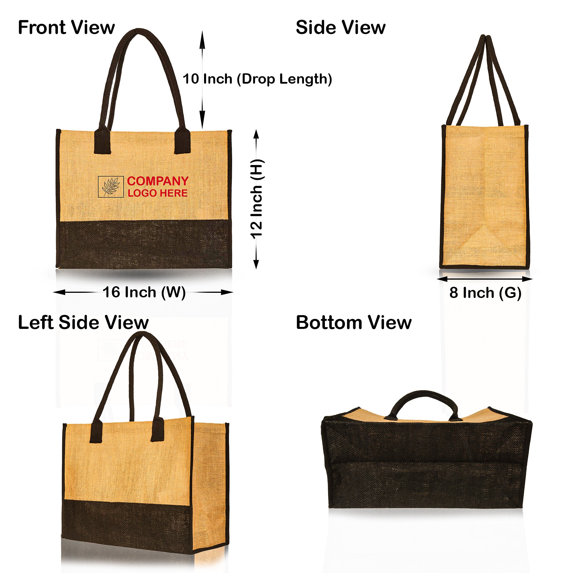 Burlap Jute Tote Bags- Reusable Gift Bags for Women, Bridesmaids, Weddings & Grocery Shopping (Packs of 12)