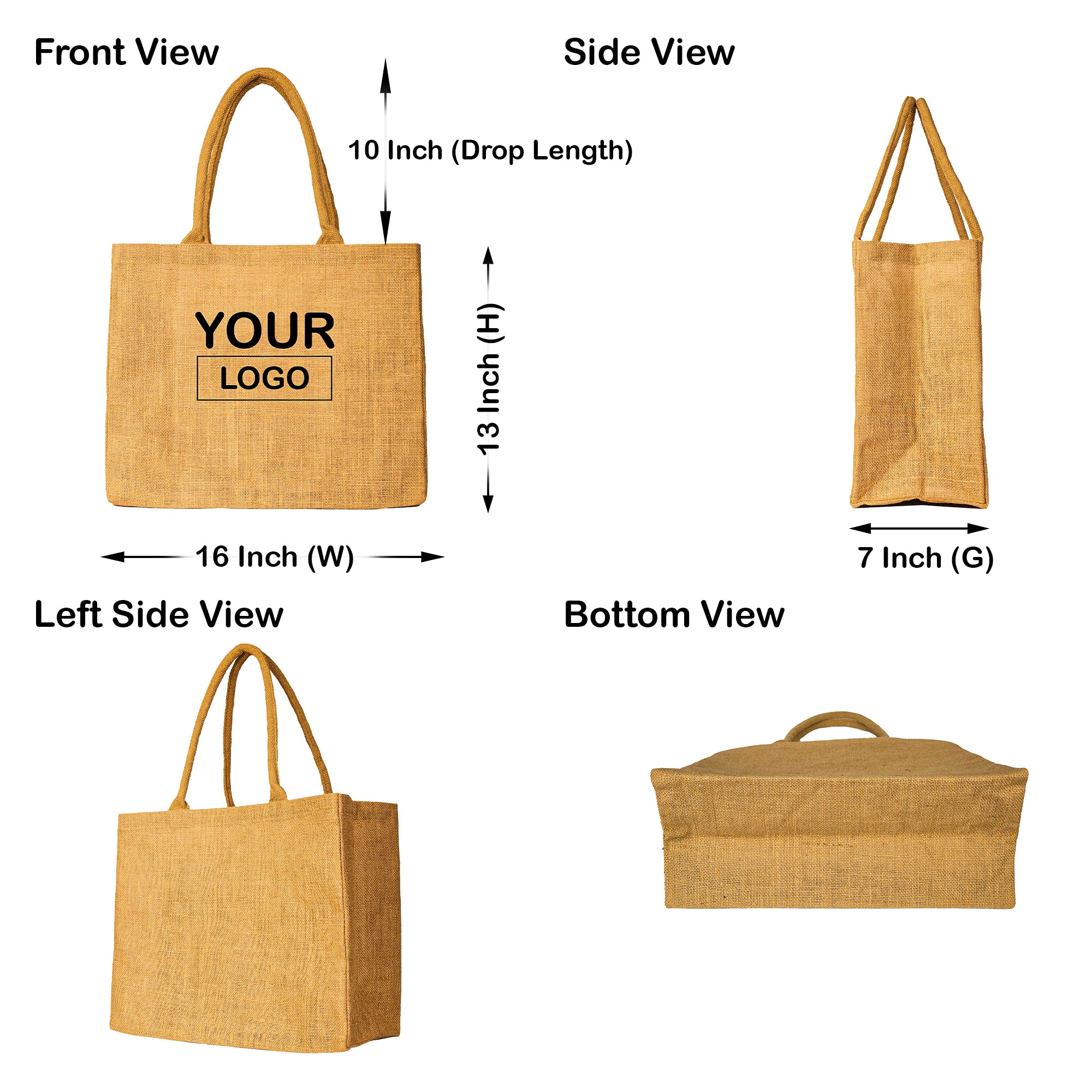 Jute Burlap Tote Bags – Reusable Totes for Shopping, Beach, Weddings, DIY, Gifts & Groceries (Packs of 12)