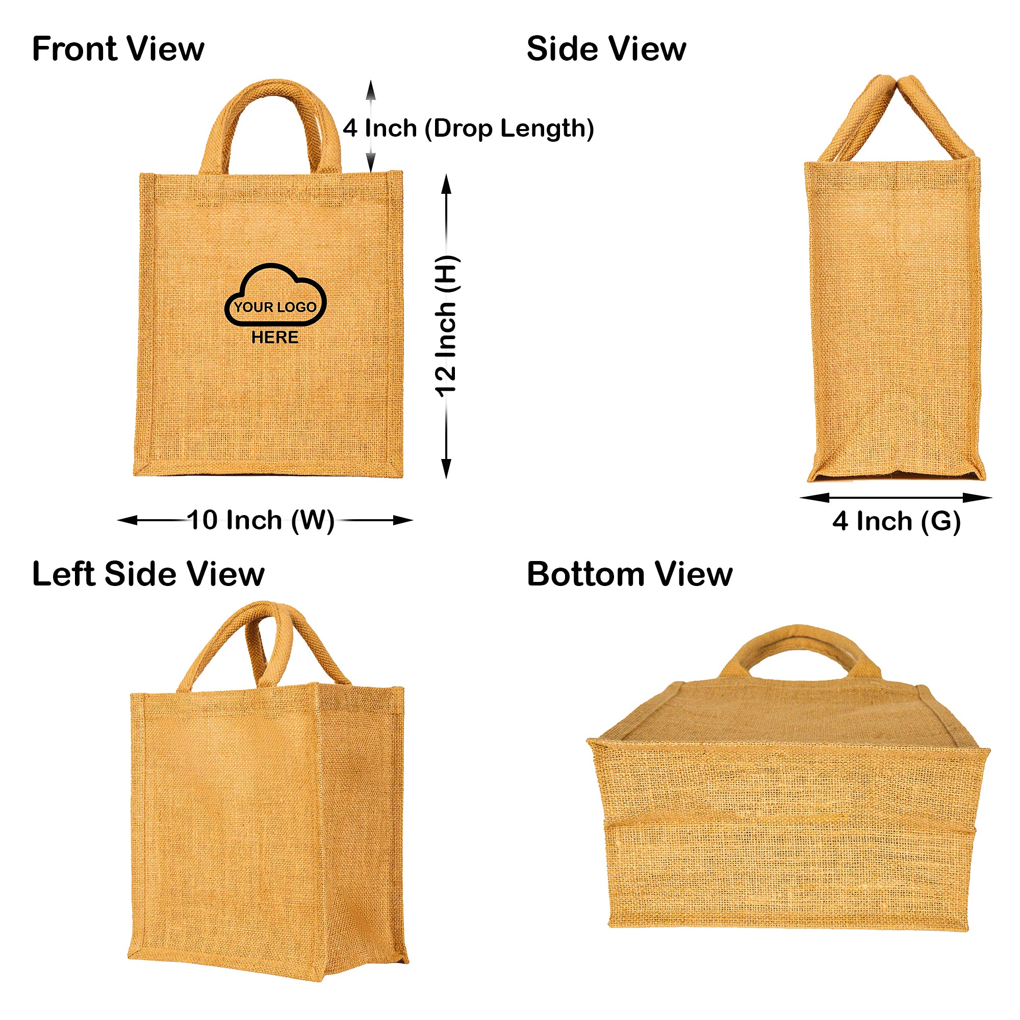 Burlap Jute Tote Bags– Reusable Eco-Friendly Totes for Groceries, Weddings, Gifts & DIY Projects (Packs of 12)
