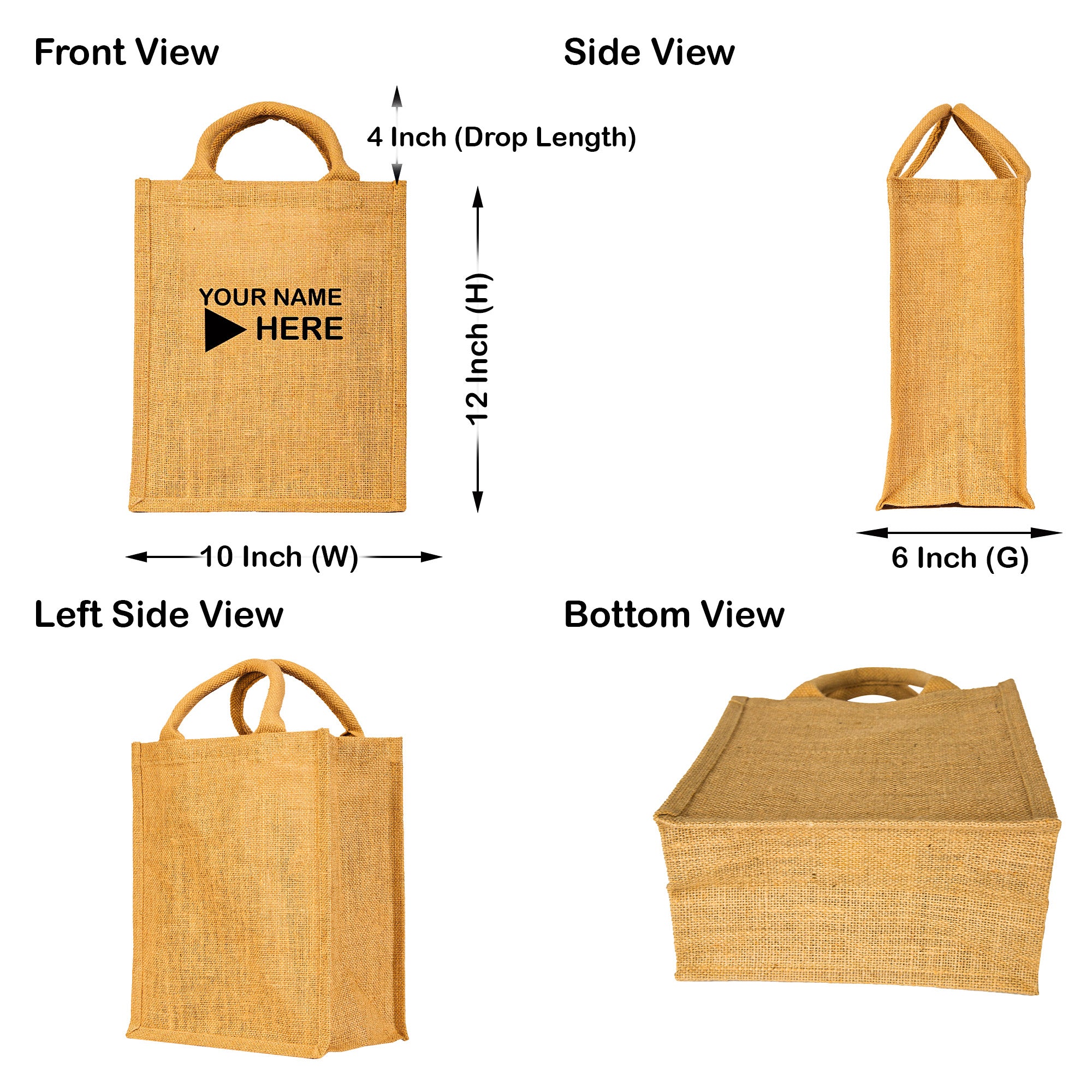 Jute Burlap Tote Bags – Reusable & Durable Eco-Friendly Totes for Shopping, Weddings, Gifts (Packs of 12)