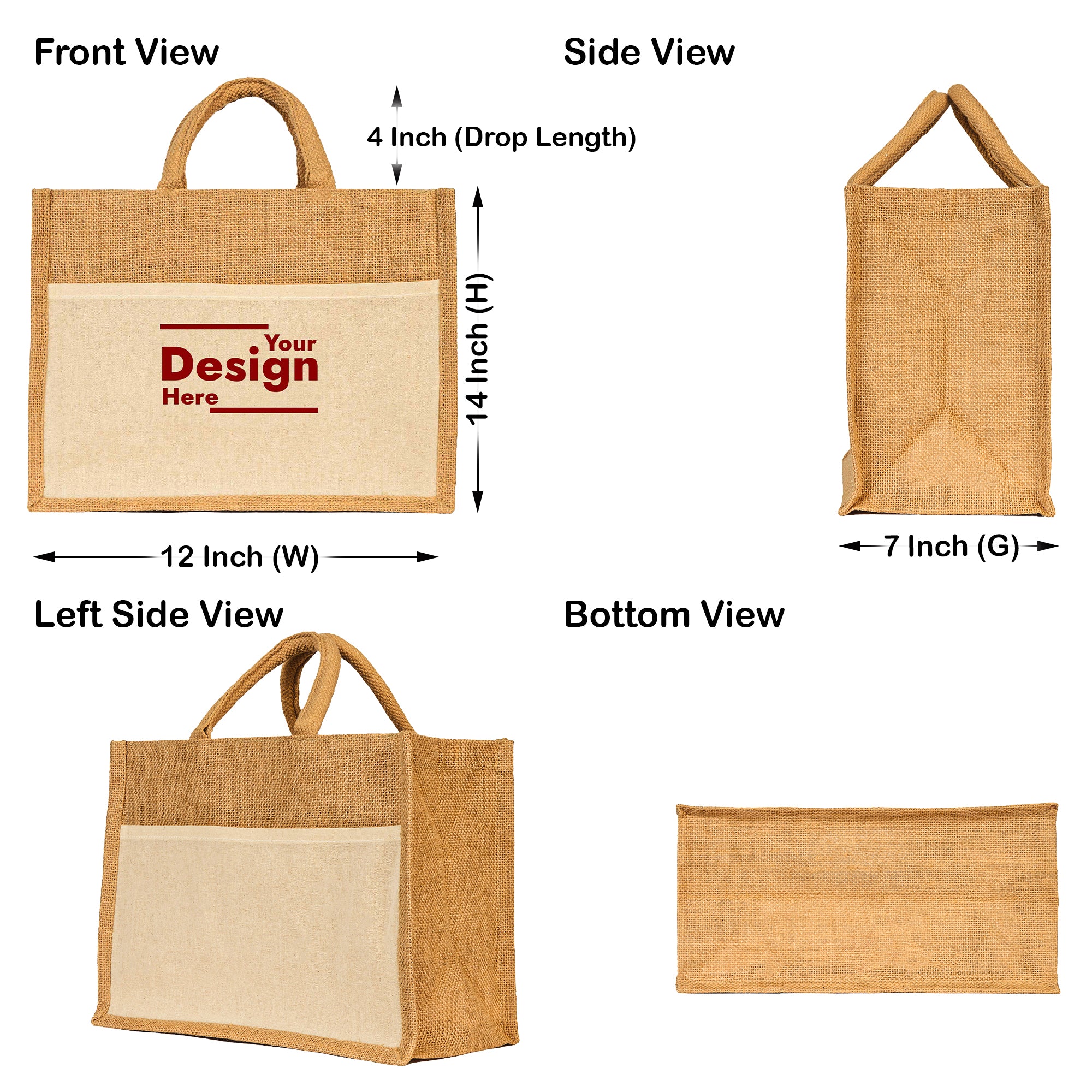 Jute Tote Bags, Reusable Burlap Shopping & Beach Bags, DIY Craft Bags for Gifts, Travel, Wedding (Set of 8)
