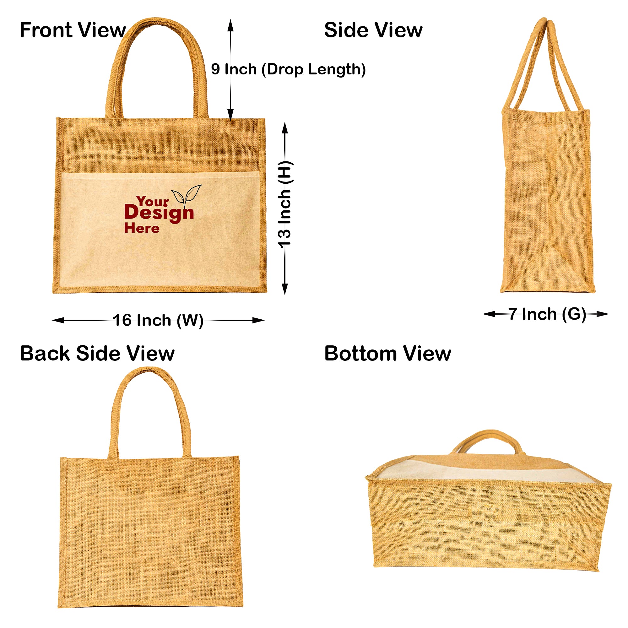Reusable Jute Tote Bags – Durable Totes Bag for Shopping, Beach, Gifts, DIY Crafts, Travel & Wedding (Packs of 12)