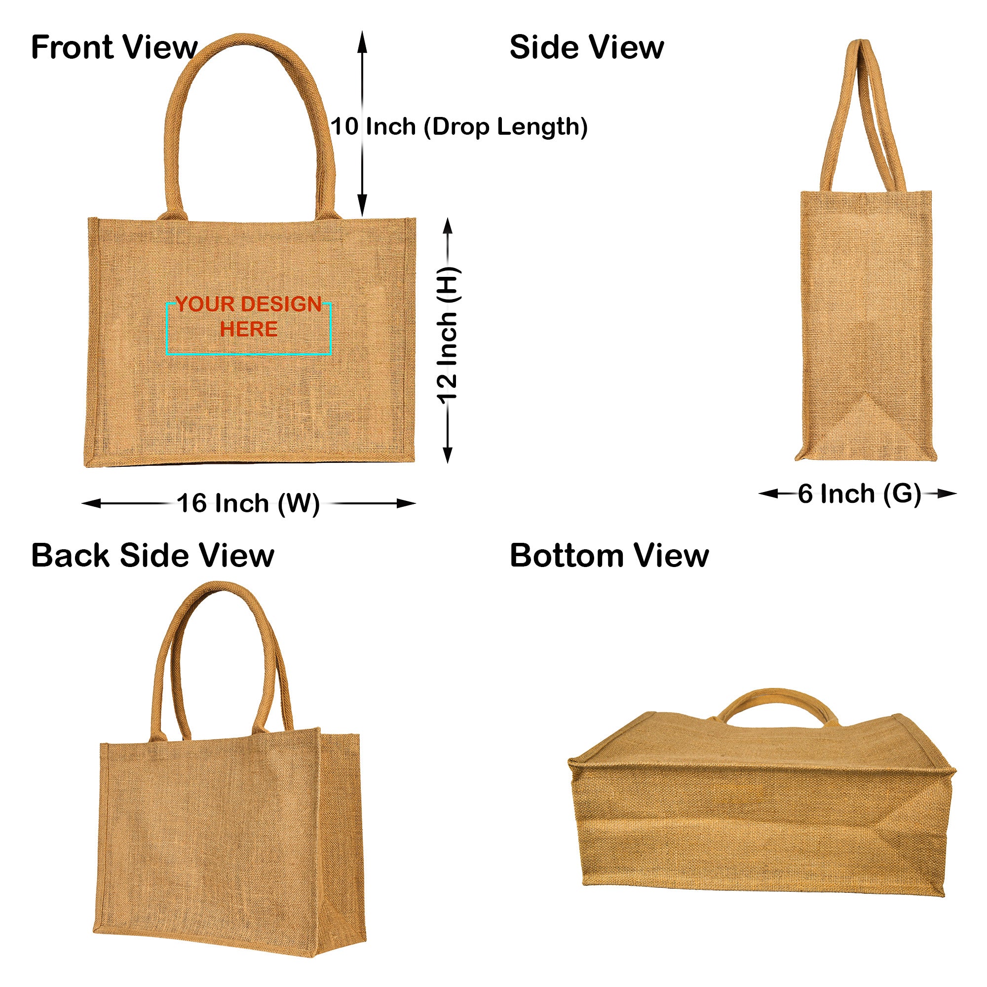 Reusable Jute Tote Bags – Burlap Gift Totes for Women, Grocery Shopping, Weddings, Parties & Beach (Packs of 12)