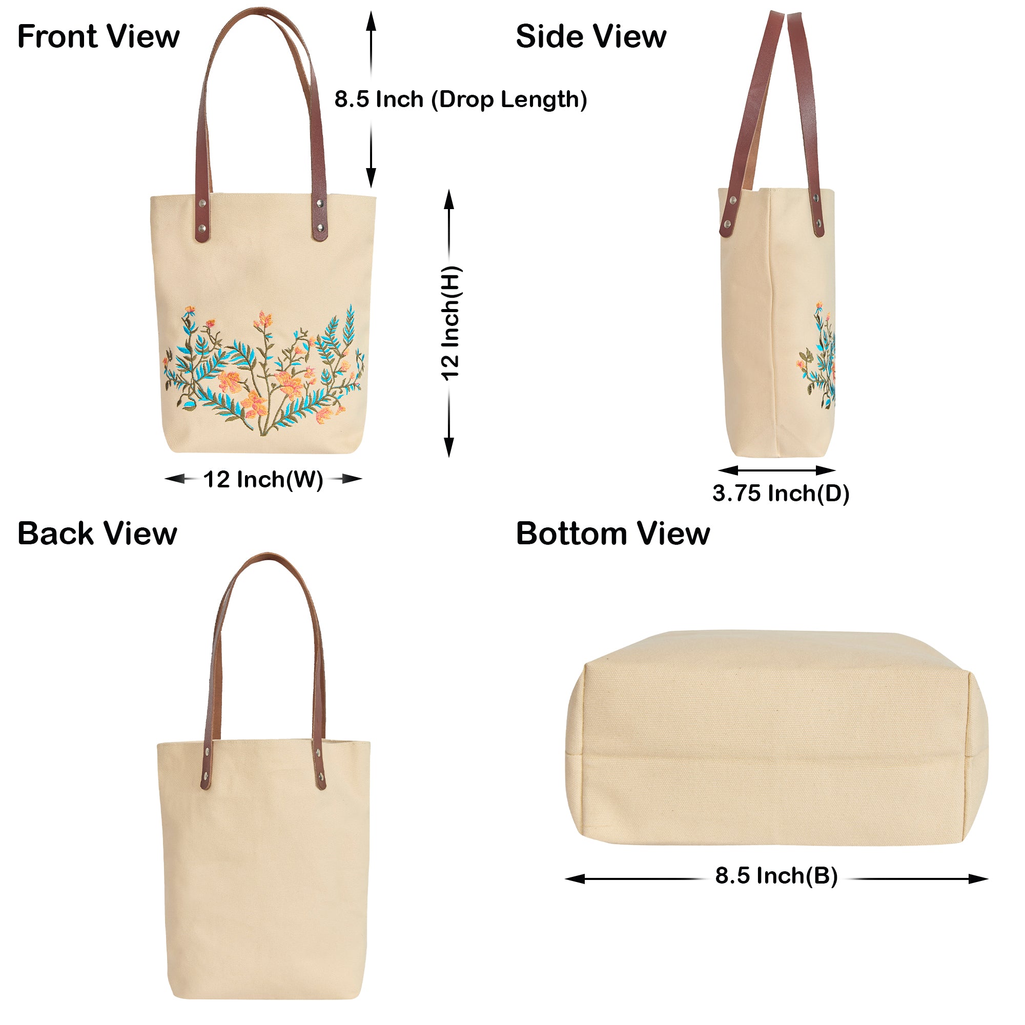 Embroidered Canvas Shoulder Tote Bag for Women For Travel, Gifting, New Year, Christmas, Many More