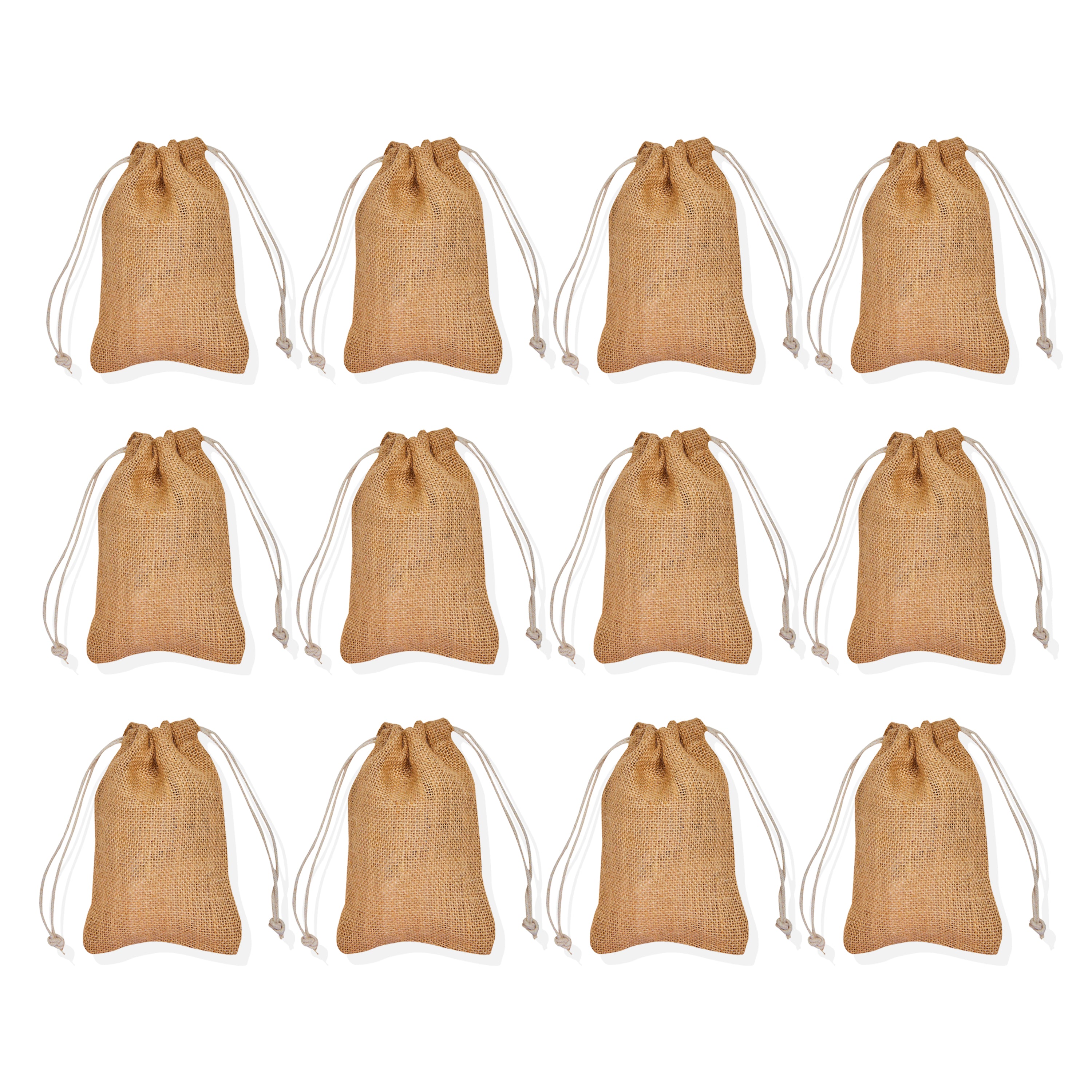 Natural Burlap Gift Bags – Reusable Jute Pouches for Weddings, Christmas, New Year, Parties, and Birthday Gifts (12-Pcs)