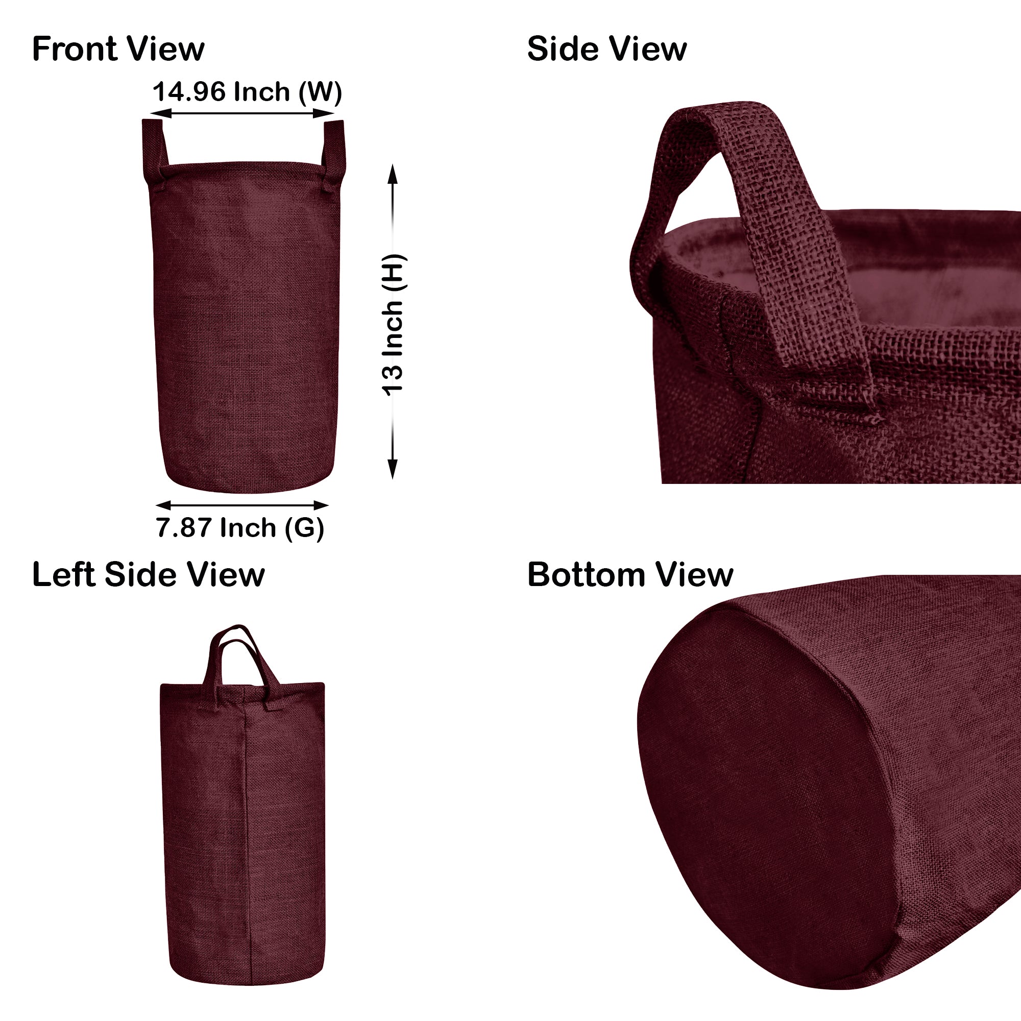 Jute Storage Bins – Set of 4 Foldable Baskets – Laundry Basket Decorative Woven Storage Basket with Handles for Living Room, Bedroom