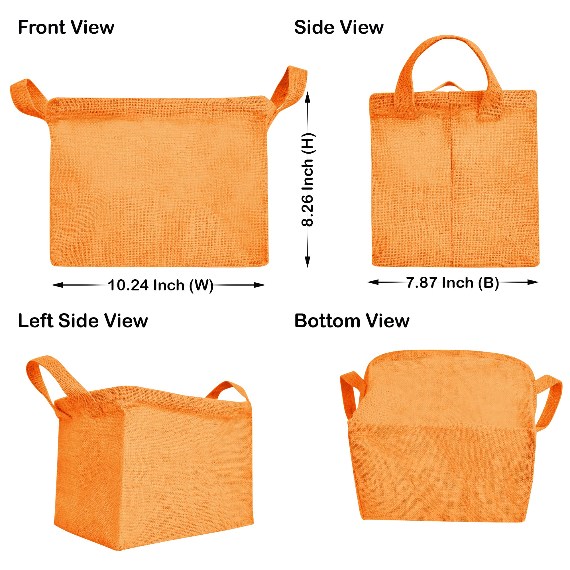 Coloured Jute Organizer Baskets – Storage Basket with Handles for Living Room, Bedroom – Rectangular Bins for Toys, Books & Small Items (Packs of 4)