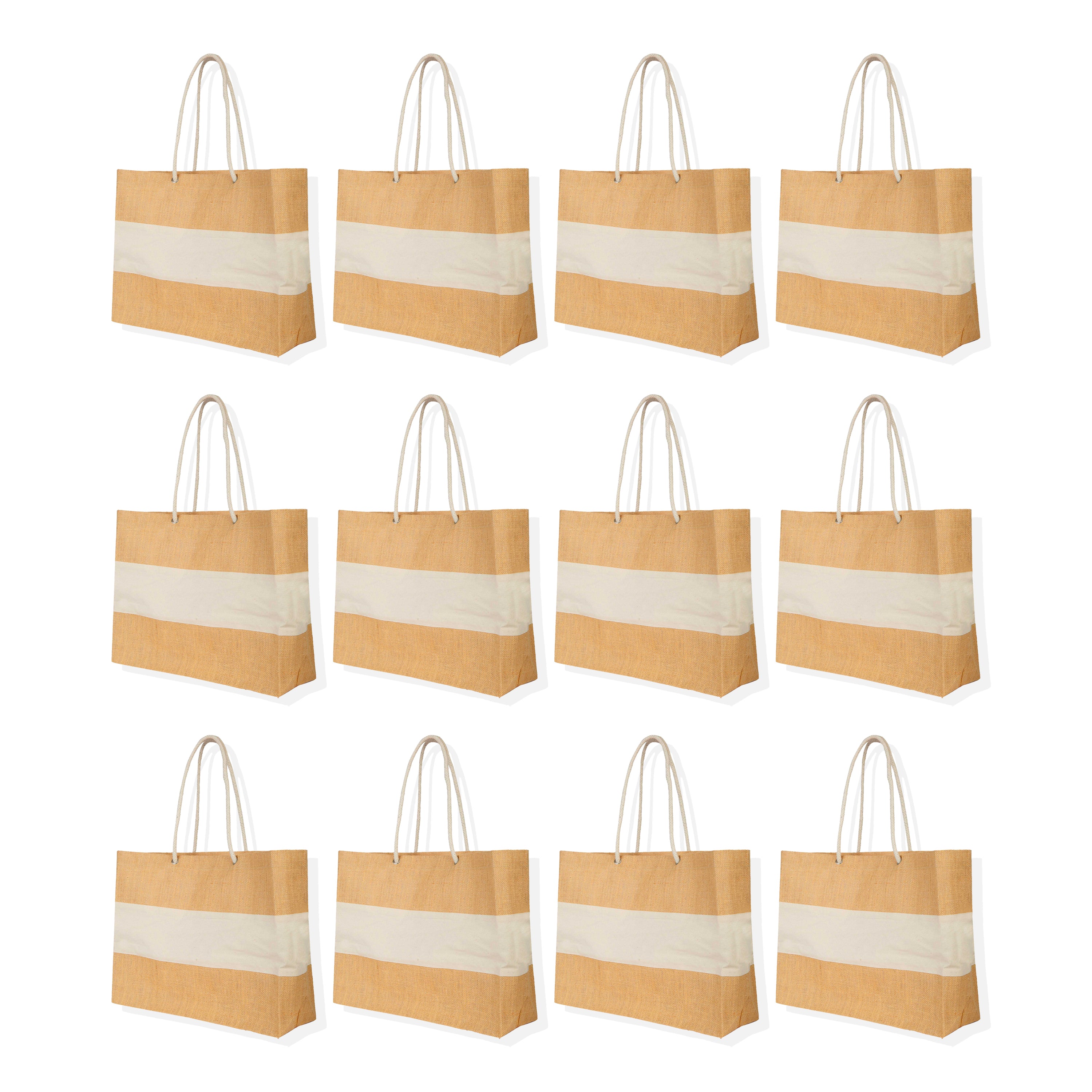 Jute Shopping Bags – Natural Burlap Totes, Reusable for Gifting, Promotions & Everyday Use (Packs of 12)