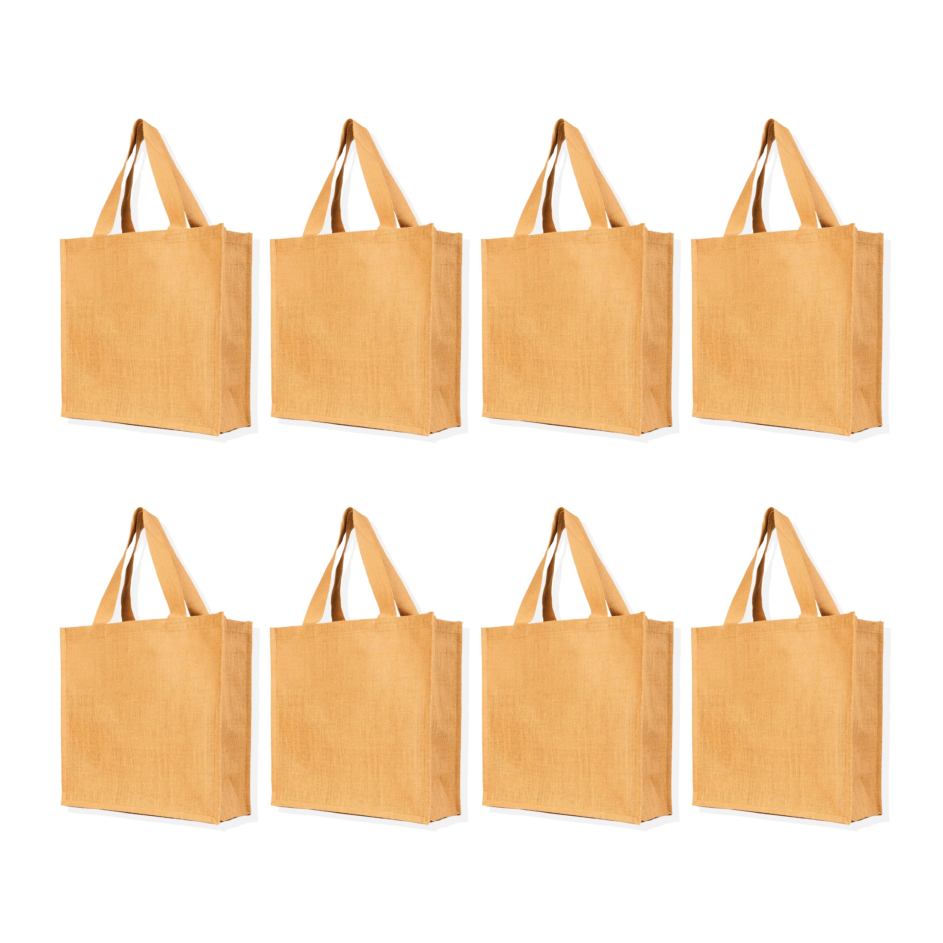 Burlap Jute Tote Bags with Flat Handles – Reusable Gift Bags for Women, Weddings & Shopping (Packs of 8)
