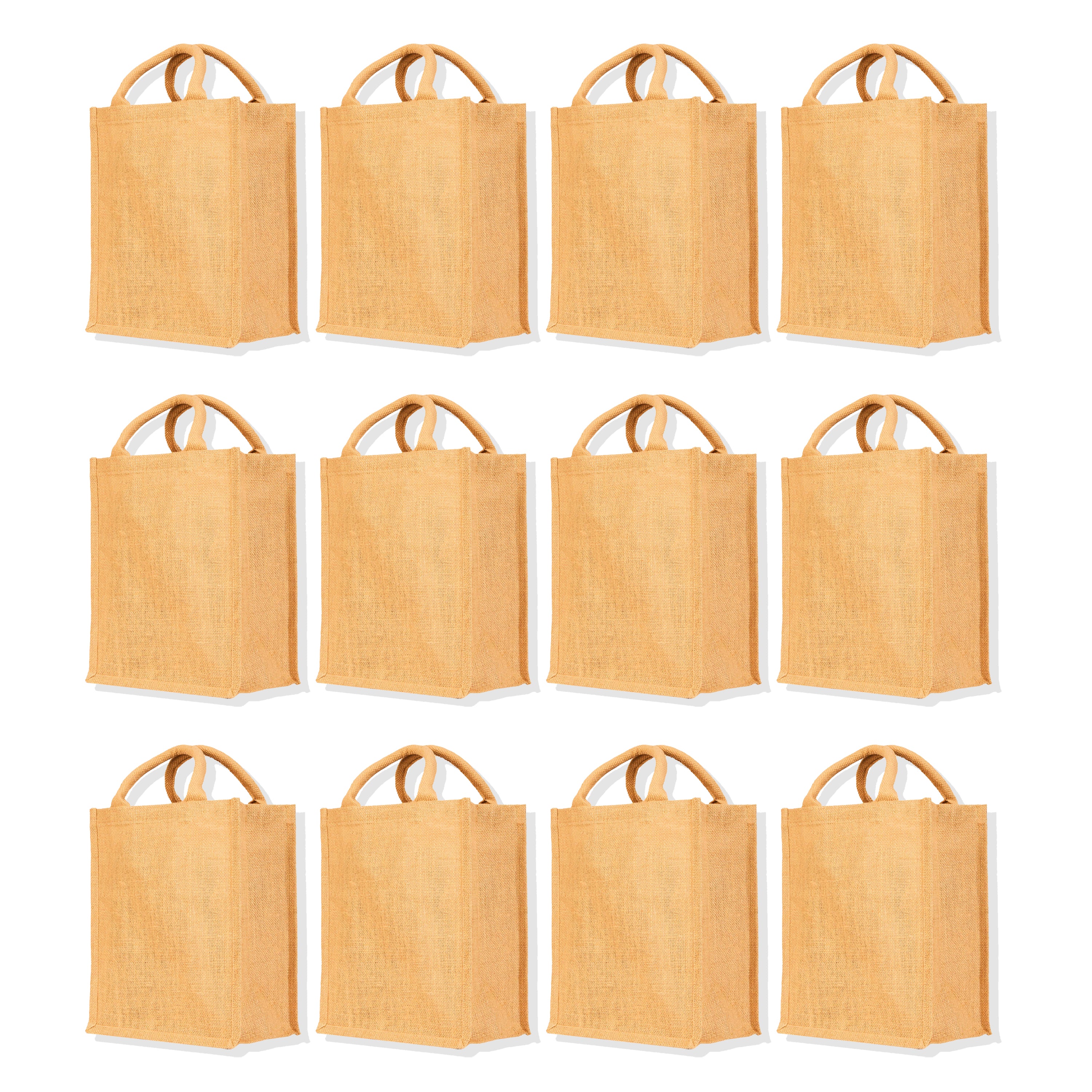 Jute Burlap Tote Bags – Reusable & Durable Eco-Friendly Totes for Shopping, Weddings, Gifts (Packs of 12)