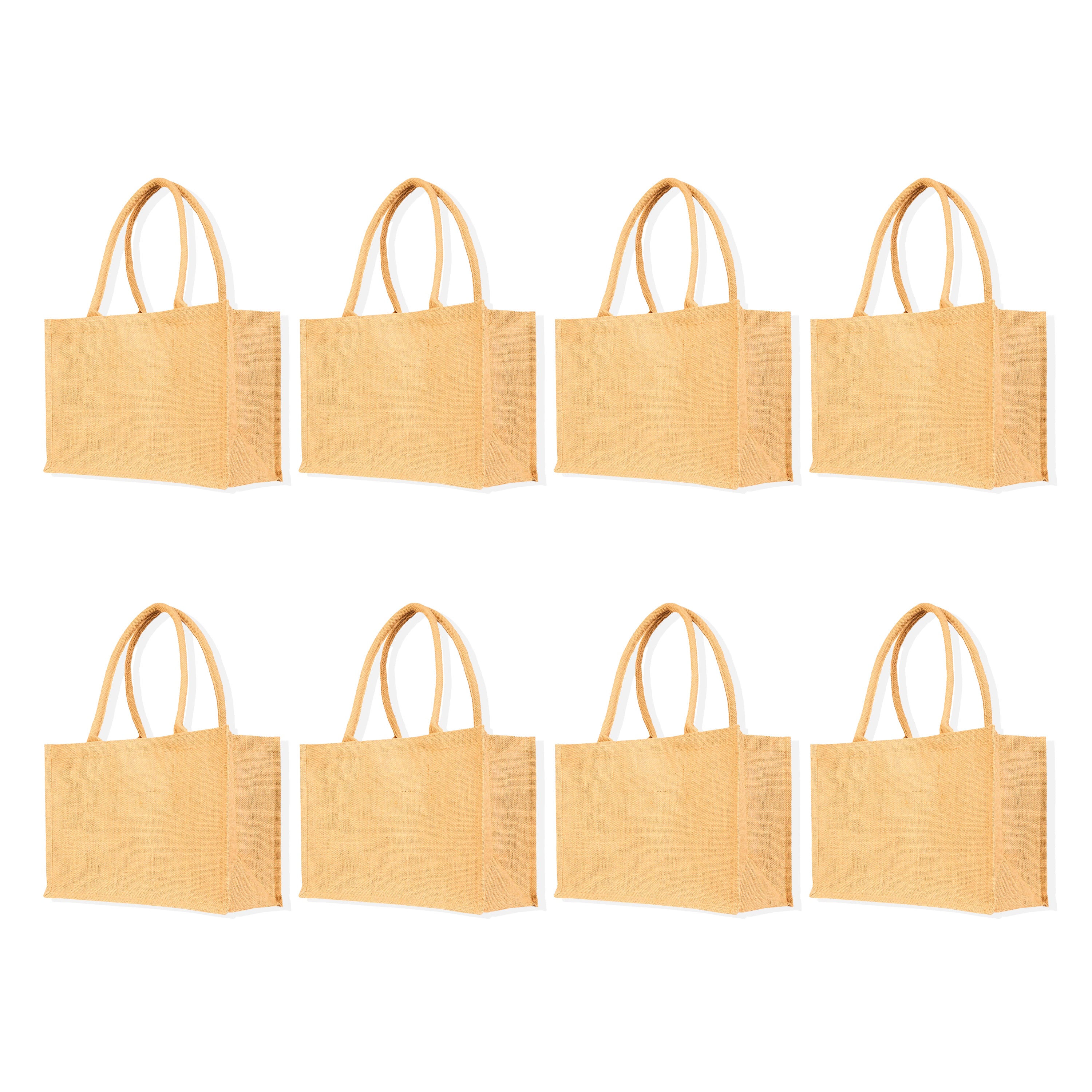 Reusable Jute Tote Bags – Burlap Shopping, Weddings, Bridesmaids, Valentine’s, Mother’s Day & Beach Parties (Set of 8)