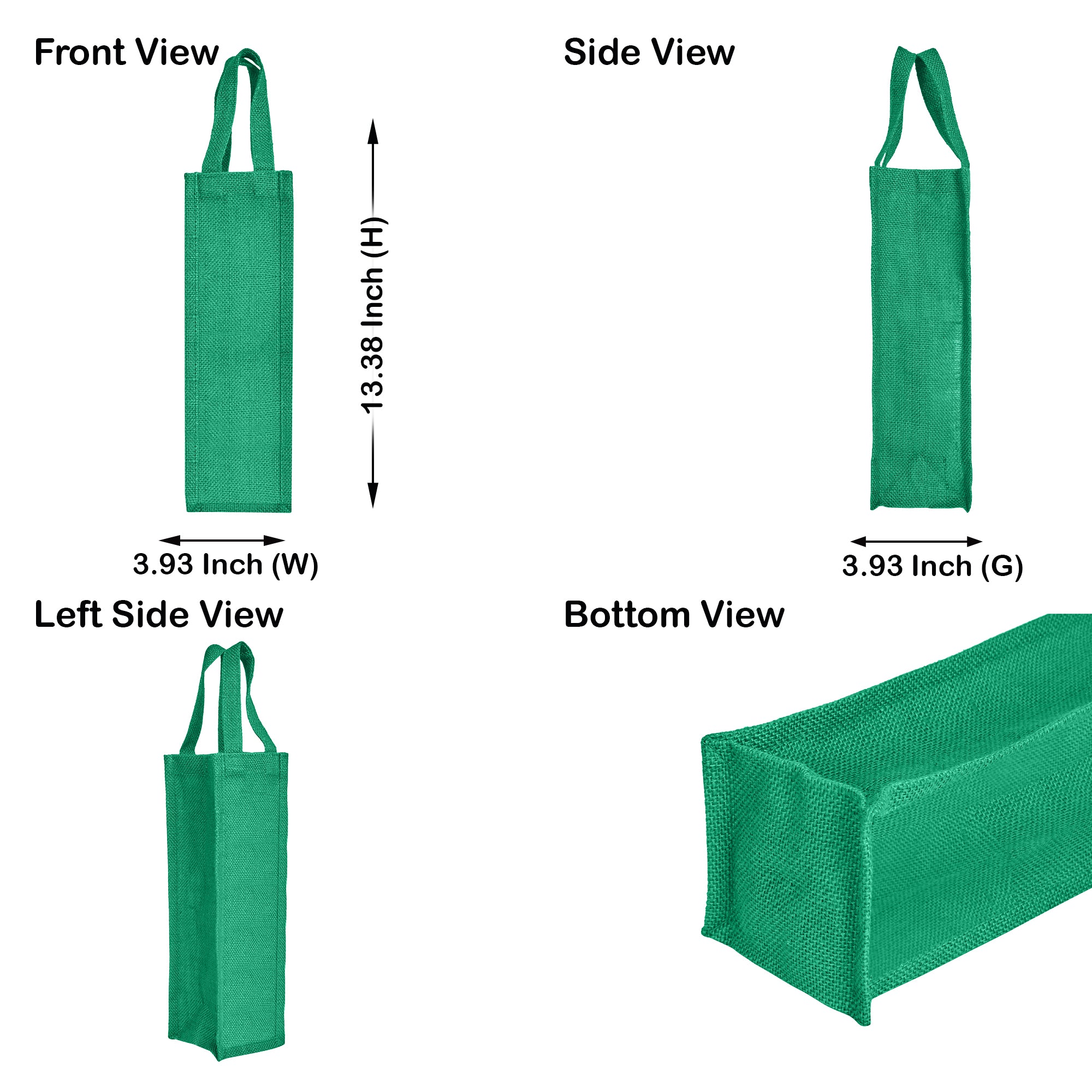 Reusable Jute Wine Gift Bags for Weddings, Parties, and Celebrations - Deep Red, Pink, Green & Orange Shades (Packs of 6)