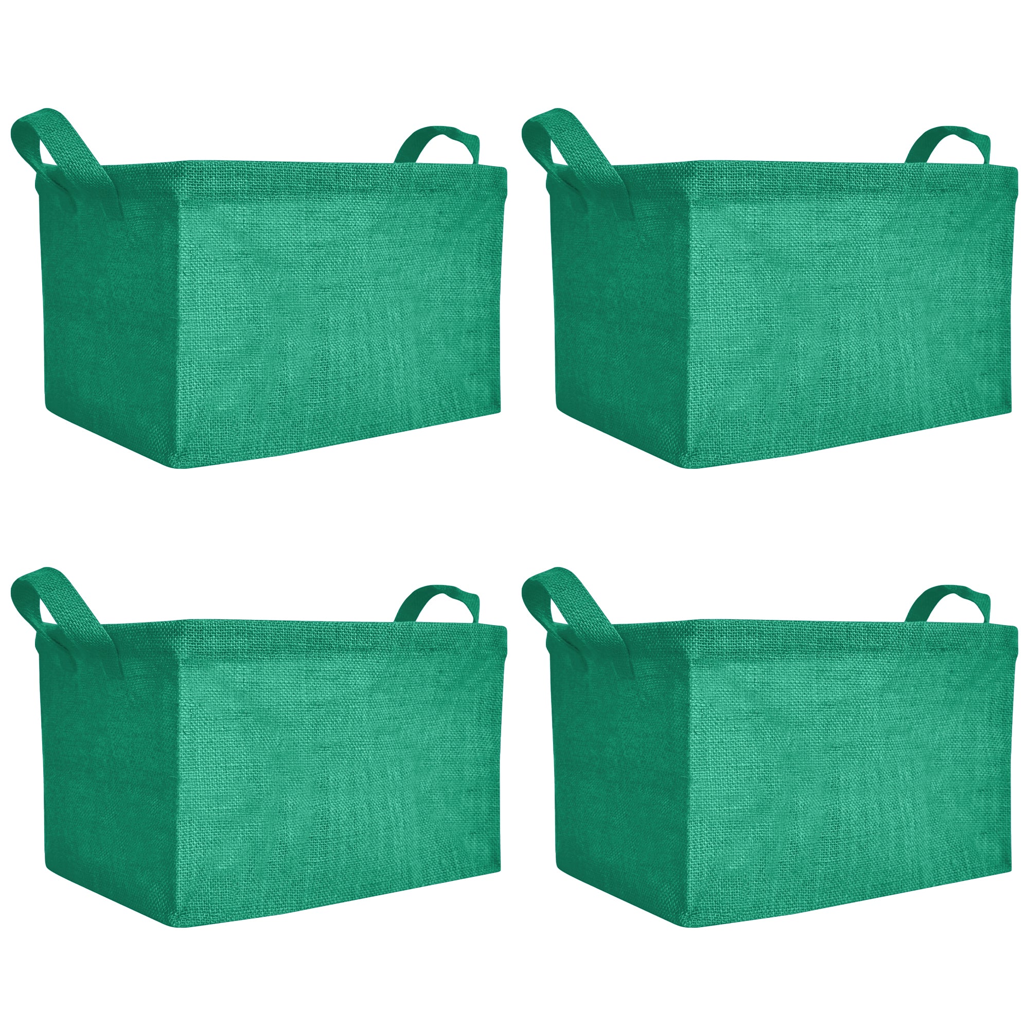 Coloured Collapsible Jute Baskets – Laundry Basket Storage with Handles for Living Room, Bedroom – Small Clothes & Toys (Set of 4)