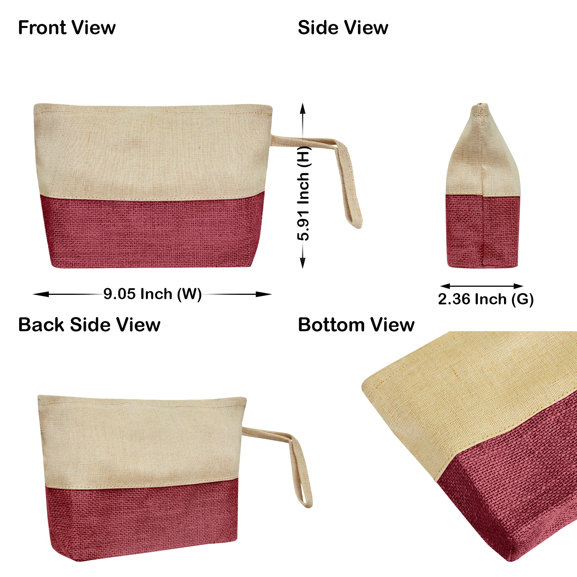 Juco Zipper Pouches – Durable Makeup, Toiletry & Travel Organizers for Everyday Use & DIY Crafts (6 Pcs)