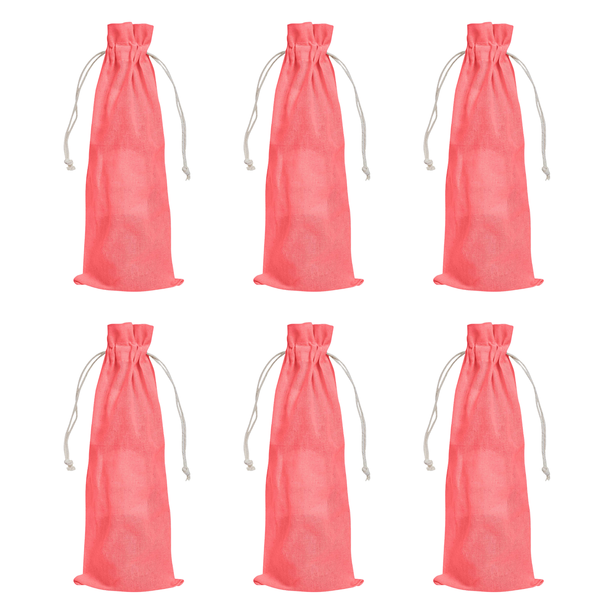 Cotton Wine Bottle Gift Bags – 6-Pack Coloured Reusable Drawstring Pouches Gifting, Parties, Weddings, Christmas, New Year & Holidays