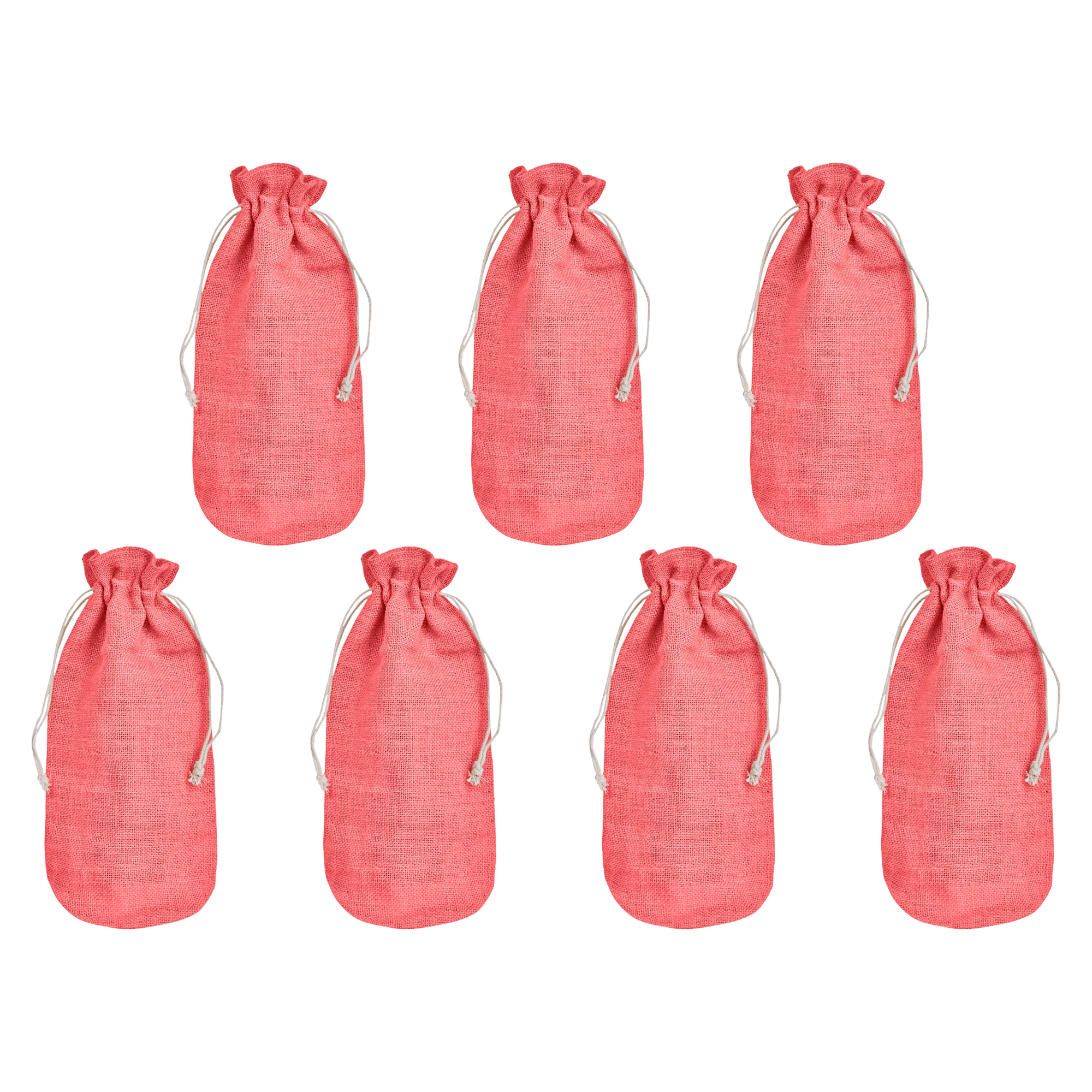 Colored Jute Wine Bottle Bags – Burlap Gift Pouches, Perfect for Weddings, Christmas, New Year, and Special Occasions (Set of 7)