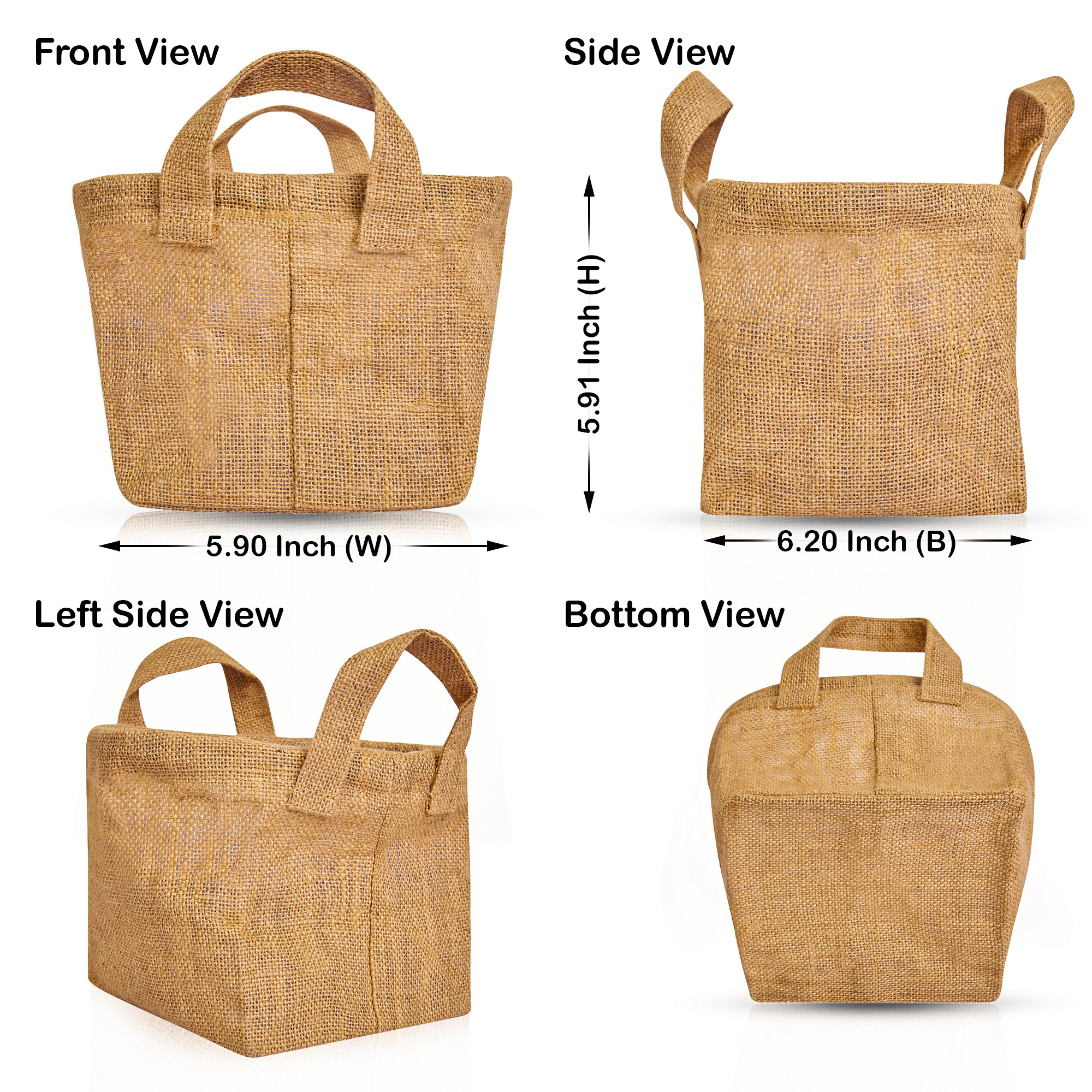 Beige Jute Storage Baskets –Laundry Storage Basket with Handles for Living Room, Bedroom – Organizer Bins for Toys, Books (Packs of 8)